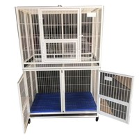 Cage à chien modulaire à double couche en acier inoxydable, niche pour chien, cage à chien à 2 niveaux empilable, cages pour animaux de compagnie pour chiots