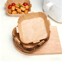 Papier sulfurisé carré en forme d'oreille pour friteuse à air, papier spécial barbecue, papier sulfurisé en silicone de qualité alimentaire, papier de cuisson, papier absorbant l'huile
