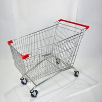 Chariot de courses tubulaire avec panier en fil métallique pour supermarché, base robuste, chariot à roulettes pour épicerie