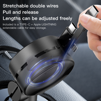 Chargeur de voiture 180W avec câble USB C rétractable Type C Lightning Adaptateur de charge rapide double pour voiture Compatibilité multi-protocoles