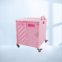 Chariot de camping pliable coloré à 4 roues en plastique, chariot de courses pliable portable