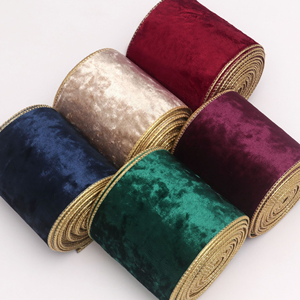 Pita Beludru Berpinggir Emas Satu Sisi 10cm, Dekorasi Latar Belakang Pohon Natal Buatan Tangan, Pita <span class=keywords><strong>10</strong></span> Yard/<span class=keywords><strong>Roll</strong></span> Ramah Lingkungan - Product Image 6