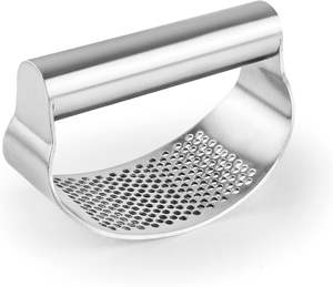 Presse-ail à bascule en acier inoxydable, outil métallique durable, écologique, et rinçoir à verres de bar - Product Image 1