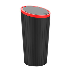 Cubo de basura para coche con apertura de un clic, tapa de PVC y plástico, soporte para vasos en el reposabrazos, caja de almacenamiento impermeable, tubo de almacenamiento en forma de copa - Product Image 1