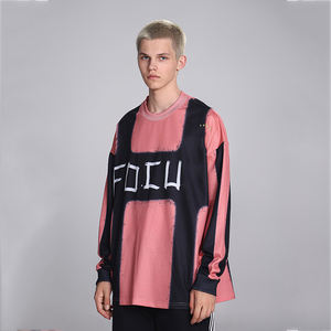 T-shirt à manches longues pour homme avec logo personnalisé, col rond, streetwear, pull, poids lourd, 100% coton tricoté, coupe ample - Product Image 2