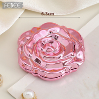 Miroir de maquillage compact miniature pliable en plastique en forme de rose, personnalisable, double face, portable, en gros