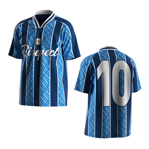 Polo de fútbol transpirable y resistente al desgaste Jersey de fútbol de rayas clásicas para hombre para entrenamiento informal - Product Image 1