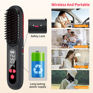 Mini Negative Ion Ceramic Curler Professional Portable Rechargeable Cordless Electric 2 in 1 Wireless Usb Hair Straightener Comb - Product Image 4