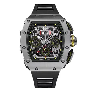 Relógio automático para homens, pulseira de borracha de material de brasagem de carbono RM1103, movimento importado