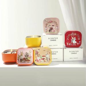 Bougie parfumée en cire de soja dans un pot en métal, motif lapin en sucre coloré, aromathérapie, cadeau de Noël et de Thanksgiving haut de gamme, vente en gros - Product Image 3