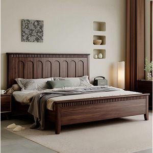 Letto Matrimoniale Stile Antico Francese 1,8m, Design Semplice e Retrò, Letto Nuziale con Nucleo in Legno di Pesco Affumicato, Design Moderno e Morbido - Product Image 5