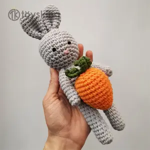 ToysKing bebek hediye seti paskalya el yapımı iplik örme oyuncak tavşanlar Amigurumi dolması uyku Bunny havuç tığ ile hediyeler