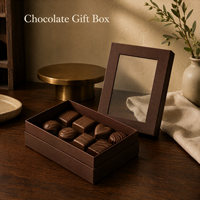 Boîte cadeau en chocolat personnalisée en deux parties, couleur brun foncé, avec séparateur, pour l'emballage de truffes et de bonbons