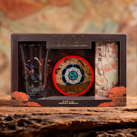 Service à thé en verre artistique du Musée de Dunhuang, avec tasses à pétales Apsaras volantes et sous-verres à sable mouvant, pour cadeau promotionnel d'affaires de luxe