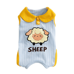 ชุดบอดี้สูทสัตว์เลี้ยงลายการ์ตูนแกะสำหรับฤดูร้อนชุดคลุมท้อง4ขาพร้อมกระดุมสแนปและพื้นที่อาบน้ำแบบตัดได้สำหรับลูกสุนัขและลูกแมว - Product Image 6