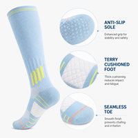 Chaussettes de sport pour hommes antidérapantes, anti-transpiration, à compression, soutien professionnel du mollet, hauteur genou, mélange 62% nylon, écologiques, pour la course à pied