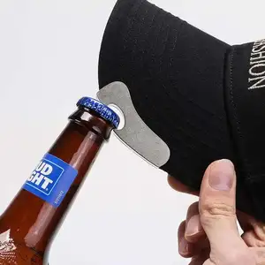 定制刺绣标志棉结构黑色棒球帽带啤酒开瓶器帽檐