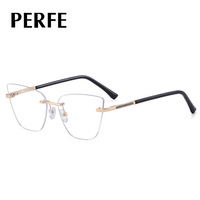 MM 91373 Nouvelle monture de lunettes de vue style œil de chat en métal, montures de lunettes sans monture pour femmes