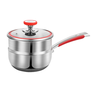 Vente en gros de marmite à vapeur moderne en acier inoxydable antiadhésif de 18 cm, double couche, petite casserole à lait avec couvercle en verre pour la cuisine - Product Image 1