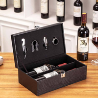 Boîte de rangement de vin en cuir vintage pour anniversaire/fête/voyage/décor de bar à la maison et collection de vin ouvre-bouteille ensemble boîte-cadeau
