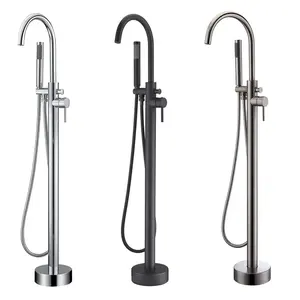 Chrom & Schwarz & Gebürstetes Nickel Badezimmer Bodenst änder Montage Badewanne Messing Freistehende Badewanne Wasserhahn, Badewanne Mixer Wasserhahn Set