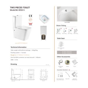 Inodoro de Dos Piezas de Cerámica Blanca de Alto Estándar Australiano, Sanitario <span class=keywords><strong>WC</strong></span> con Descarga Tornado para Baño - Product Image 1