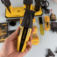 Ensemble d'outils de barbier professionnel VGR V-285 4 en 1, tondeuse à cheveux, rasoir, sèche-cheveux, kit de toilettage de salon avec base de charge