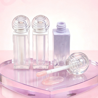 Tube de brillant à lèvres en forme de boule de cristal 3,5 ml, flacon vide carré pour gloss, texture ondulée, conteneur cosmétique premium en AS/ABS, vente en gros
