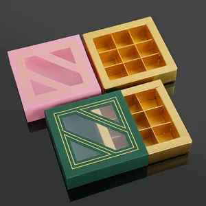 Großhandel benutzer definierte handgemachte Schokolade Box matt Schieben 9 Gitter leere Schokolade Verpackung Box mit Trennwänden
