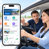 Développement d'applications de formation à la conduite pour écoles de conduite fiables pour iOS et Android avec leçons vidéo, banque de questions et réservation d'instructeurs