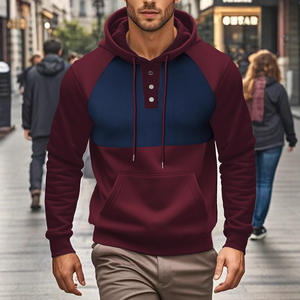 Sweat-shirt à capuche personnalisable en patchwork, poids lourd, grande taille, coton de haute qualité mélangé à du polyester, sport décontracté, logo personnalisé - Product Image 3