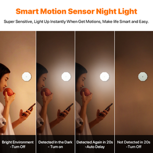 360 °   Lampe à détecteur de mouvement automatique, lumière LED à intensité variable, rechargeable, magnétique, pour la nuit, murale, pour armoire de cuisine - Product Image 4