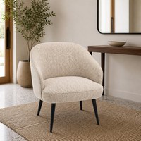 Fauteuil de salon individuel rembourré, fauteuil d'appoint en tissu texturé, dossier et assise noirs, pieds coniques, pour la maison et le salon