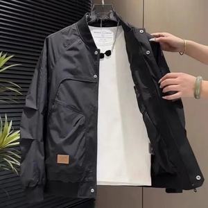 Blouson aviateur kaki pour homme, luxe discret, 2025 |   Veste utilitaire multi-poches à col baseball, légère, vêtement d'extérieur décontracté pour l'automne - Product Image 2