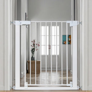 Barrière de sécurité pour bébé en métal durable, fermeture automatique, double verrouillage, barrière de sécurité pour enfant, barrière d'<span class=keywords><strong>escalier</strong></span> pour animaux domestiques et enfants avec largeur réglable - Product Image 1