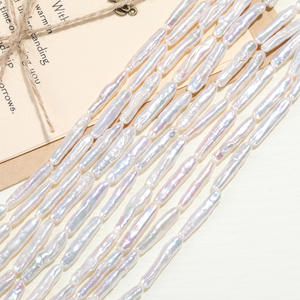 Perles de culture argentées de haute qualité, style baroque, longues, pour collier fait main, fabrication directe du fabricant - Product Image 3