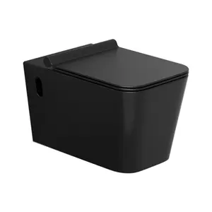 Wdswdsi — toilette murale moderne noire Portable, en céramique, de forme carrée, toilette murale, noir
