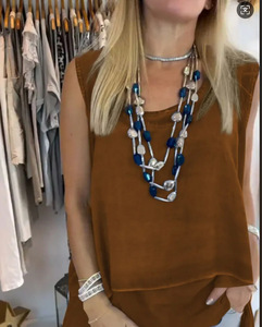 Ensemble <span class=keywords><strong>pantalon</strong></span> et camisole décontracté tendance à motif décoratif et ourlet long - Product Image 6
