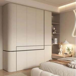 High Quality Wooden Walk-In Curved <b>Wardrobes</b> with Hinged <b>Doors</b> Factory Customized Modern Bedrooms - Product Image 1