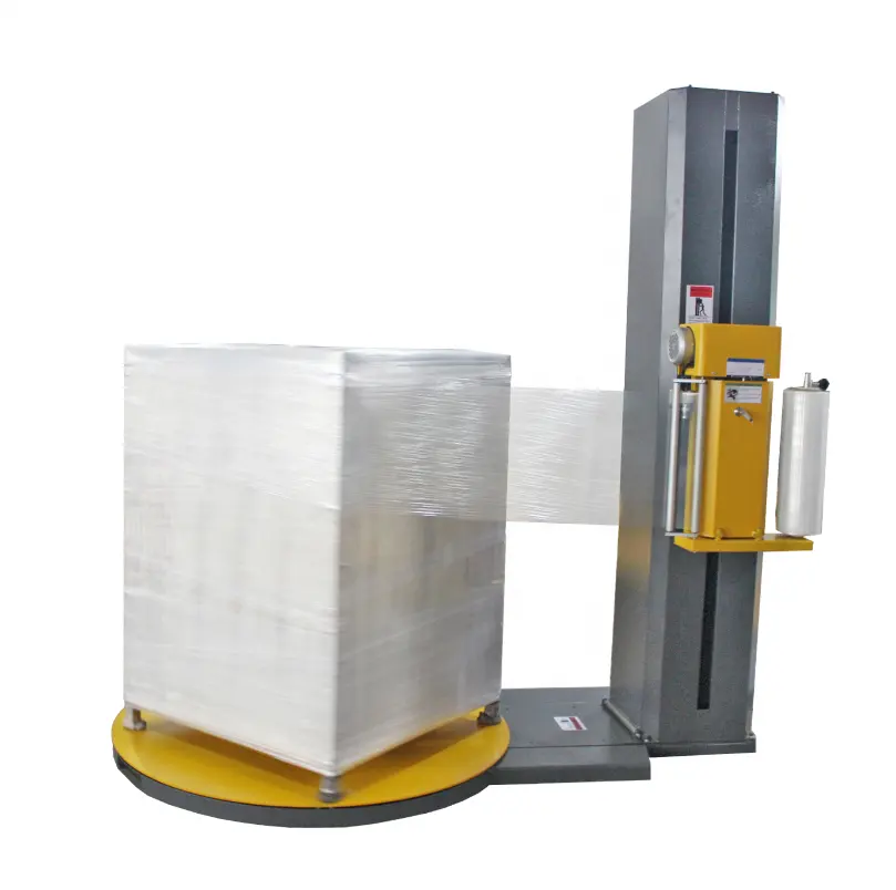 Automatic small pallet base wrapper wrapping machine for straps