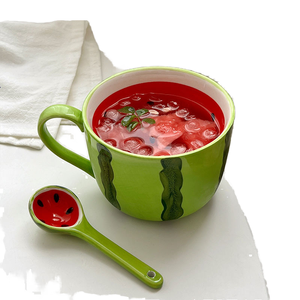 Mug à café en céramique classique à motif pastèque, design <span class=keywords><strong>fruit</strong></span> mignon, grande capacité, idéal pour les fêtes de filles - Product Image 1