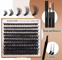 Extensions de cils DIY 30P 40P 50P 100P 200P, Cils en grappe Manga, 200 grappes, Effet volumineux, Courbure D, 10-18mm, Cils en éventail effet cachemire