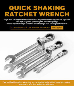Shake Head <strong>Ratchet</strong> Stainless Steel Bidirectional Movable Head <strong>Ratchet</strong> <strong>Wrench</strong> Quick Manual Dual Purpose <strong>Ratchet</strong> <strong>Wrench</strong> - Product Image 6
