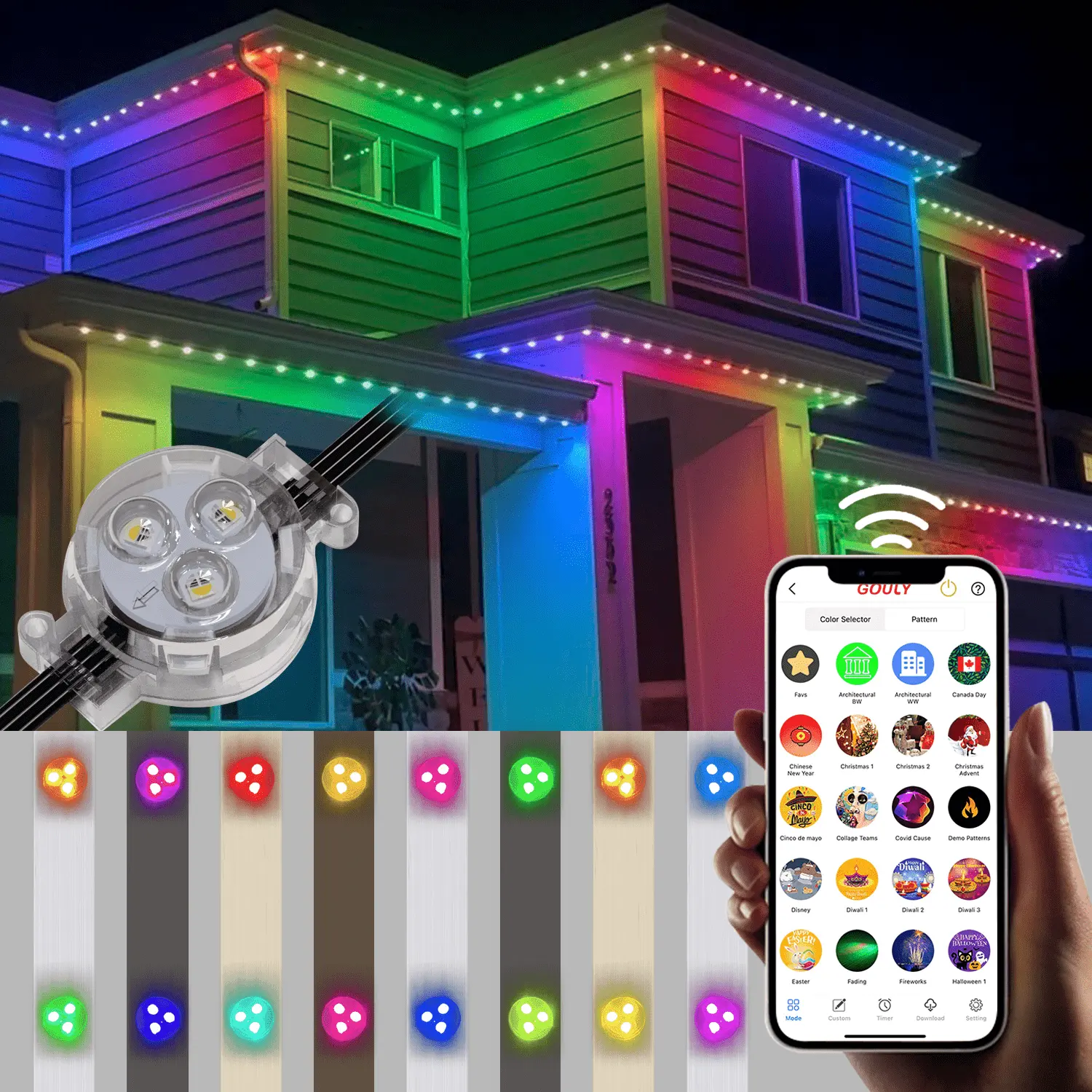 Decorazione natalizia personalizzabile con luci a led controllo remoto app di controllo 12v 24v colore che cambia luce natalizia