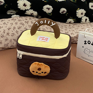 Cute Quilted Cosmetic <b>Bag</b> with 3D Cartoon Decor Portable Zipper <b>Makeup</b> Organizer with Handle for Travel OEM Supported - Product Image 6