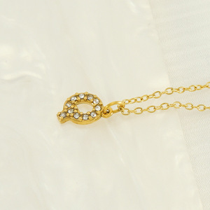 ZOGXIN Stainless Steel Letter Pendant Necklace With Rhinestone A B C Initials Clavicle Chain For Women Fashion Jewelry - Product Image 3