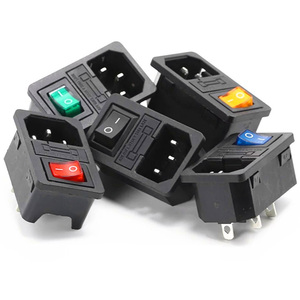 AC-01 Male Socket AC IEC320 <b>Plug</b> 7pins Panel Mounting Inlet Female Ac Power Socket <b>with</b> Fuse Rocker <b>Switch</b> 10A 250VAC - Product Image 2
