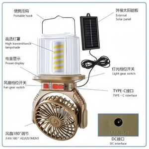 HB-F718C <b>Solar</b> Camping <b>Lantern</b> Fan LED <b>Light</b> 5V 10W Plastic Multi-Function Outdoor Emergency Lamp - Product Image 5