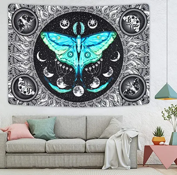 3d Hanging cloth professional fabric home decoration trippy butterfly wall tapestry for bedroom