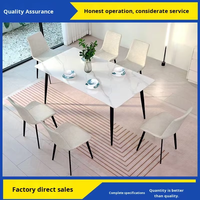Table à manger moderne avec plateau en marbre, forme rectangulaire, design pliable, pieds en fer